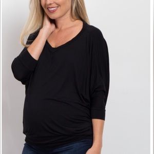 NWT Pink Blush Black Dolman Basic Maternity Top